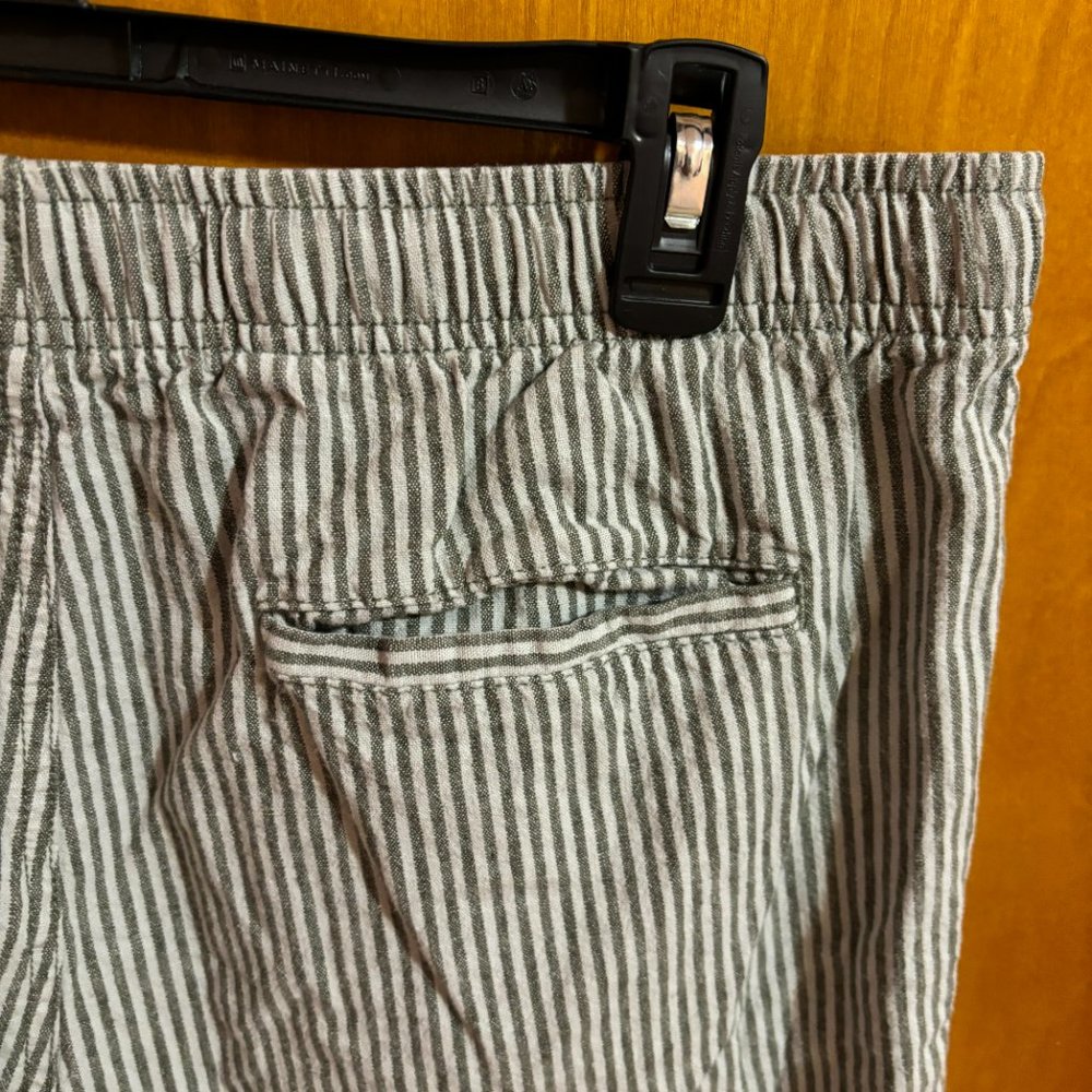 Old Navy Linen Shorts Jogger Medium Stripe Pockets 7" Inseam Draw‎ String Waist - Picture 10 of 12